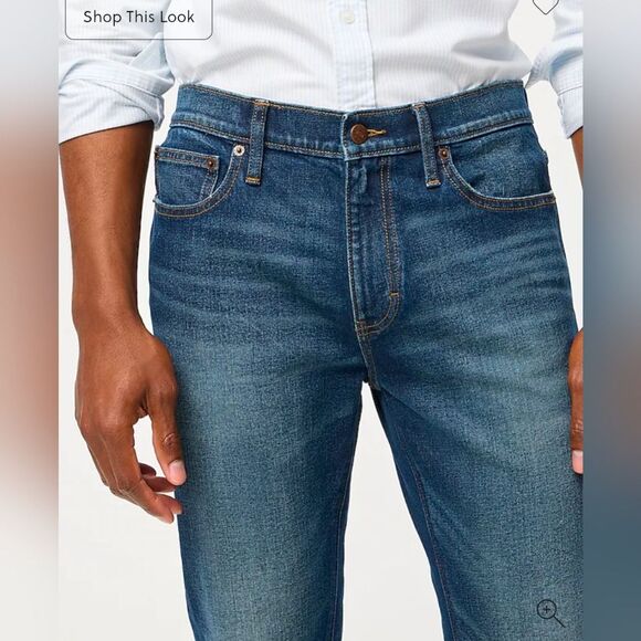 New J. Crew Straight Slim Rigid Blue Dinim Jeans Size 30x32 Zip Fly Classic - Picture 3 of 12